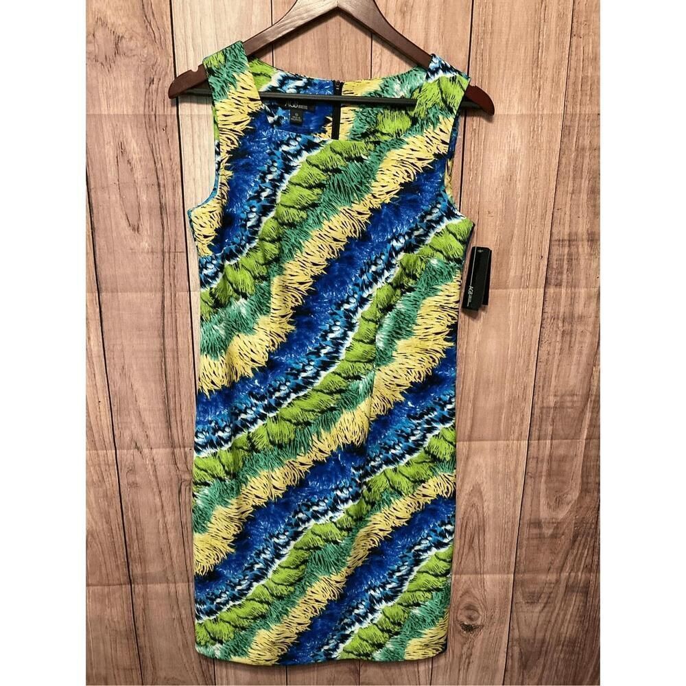 AGB dress size 10 NWT stretchy blue green zipper